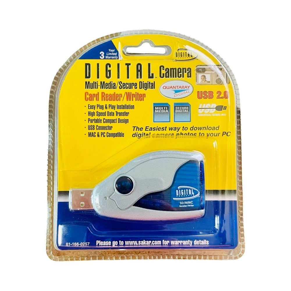 Vintage Quantaray USB 2.0 SD/MMC Card Reader – New in Package